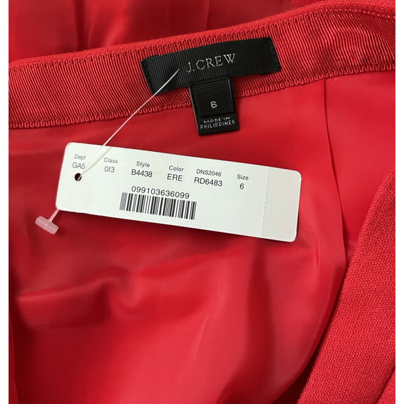 J Crew Box Pleat A Line Mini Skirt Size 6 Red Preppy Holiday Christmas NWT - Picture 5 of 8